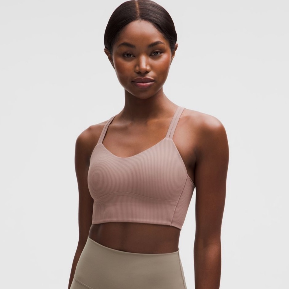 Like a Cloud Longline Ribbed Bra- Ashen Rose